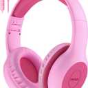 EarFun Kids Headphones Wired with Microphone, 85/94dB Volume Limit Headphones for Kids, Portable Wired Headphone with Share port, Stereo Sound Foldable Headset for School/Tablet/Kindle Fascia Pink