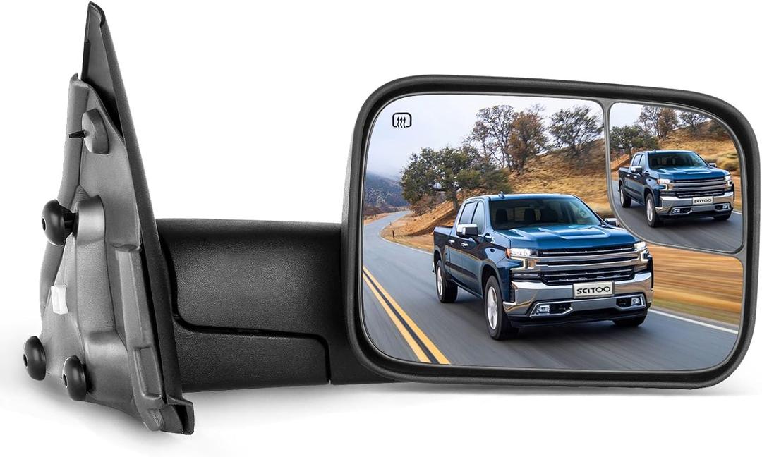 SCITOO Right Passenger Side Rear View Mirror Fit 2002-2008 for Dodge Ram 1500 2003-2009 for Ram 2500 3500 Pickup Tow Mirror Power Heated