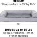 Furhaven Cooling Gel Dog Bed for Medium/Small Dogs w/ Removable Bolsters & Washable Cover, For Dogs Up to 35 lbs - Plush & Suede Sofa - Gray, Medium