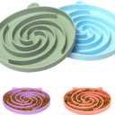 Slow Feeder Cat Bowl, Easy to Clean Silicone Bowl, Ideal for Dry and Wet Food (Green and Blue)