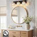 VOLISUN Crystal Vanity Lights for Bathrooms, 3 Light Bathroom Vanity Light, Black and Gold Bathroom Light Over Mirror, Modern Bathrooms Lights Fixtures-UL Certificated(Exclude Bulb)