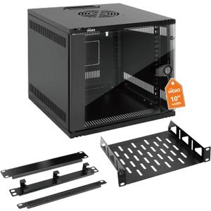 Tecmojo 6U 10 inch Rack, Wall Mount Network Cabinet Set,12.3W x 13D x 11.8H- Load Capacity 110Lbs(50 kg),Black 10" Wall Housing Server Rack Set