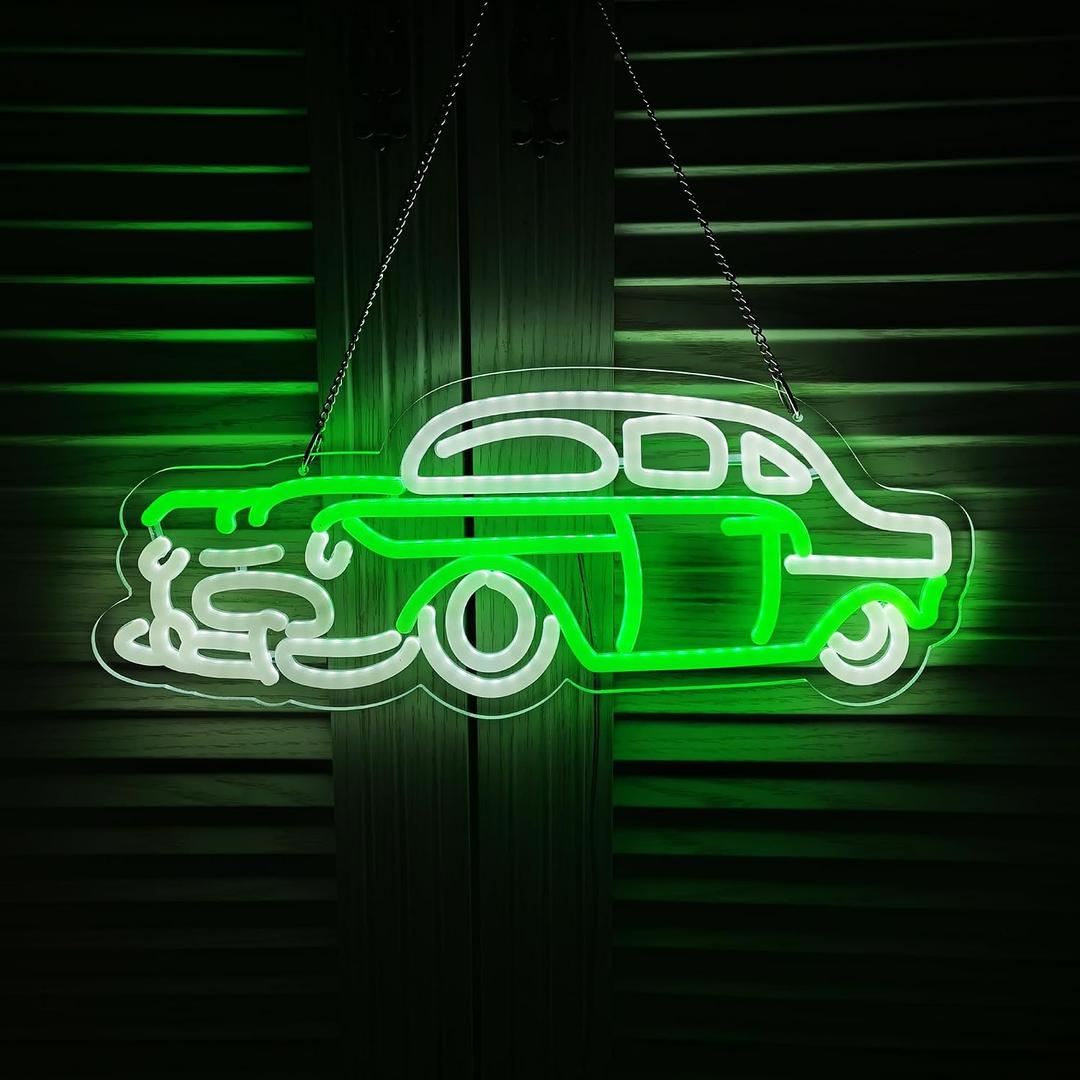 Novelty Classic Car Neon Sign Art Wall Lights for Business Beer Bar Club Bedroom Windows Glass Hotel Pub Cafe Wedding Birthday Party Gifts, 20 inches, 30 inches, 40 inches