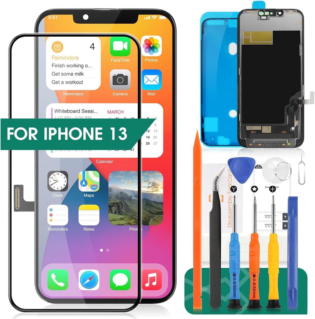 Incell for iPhone 13 Screen Replacement for iPhone 13 LCD Screen for A2633 A2482 A2631 A2634 A2635 Touch Screen Display Digitizer Assembly Repair Kits(Not Original)