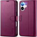 TUCCH Wallet Case for iPhone 17 (6.3") 2025, RFID Blocking 4 Card Holders | Kickstand | Shockproof TPU Shell | PU Leather | Magnetic Closure | Protective Flip Folio Cover | Plum Purple