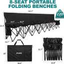 1MORE Soccer Bench - Portable Folding Team Bench, 8 Seats Foldable Sideline Benches, Soccer Chair with Bag & Backrest, Adult Team Chair for Football Camp Sport Events Outdoor Seating.Black