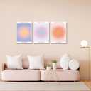 KISSFOX 3 Piece Canvas Wall Art Pink Orange Blue Wall Decor Aura Framed Art What You Think Feel Imagine Pictures Trendy Aesthetic Preppy Paintings For Apartment Dorm Women Girls Bedroom