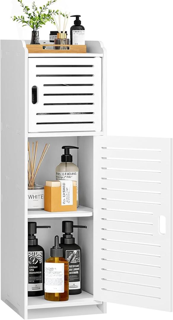 Bathroom Storage Cabinet,Small Floor Cabinet,Multifunctional Side Organizer Rack Stand Table, White
