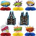 Hero Theme Party Decorations,8 PCS KSKSPE Hero Centerpieces for Tables Honeycomb Centerpieces 3D Hero Theme Party Decor Supplies Boys Girls