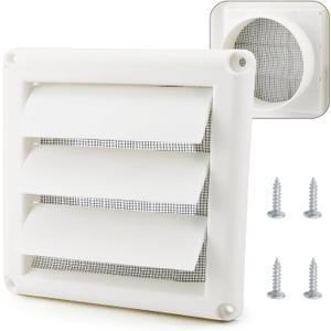 Cenipar 6" Louvered Vent Cover for External Wall Vent Cover Dryer Vent Cover with 4 Screws for Dryer Easy Installation(Plastic,White)