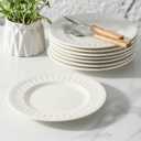 Neaylfe 8-Piece Ceramic Dessert Salad Plates, 8 Inch, Embossed Small Dinner Plates, Kitchen Porcelain Dish Ceramic Flat Plates for Appetizer, Pancakes, Dishwasher & Microwave Safe