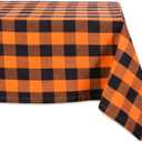 DII Buffalo Check Collection, Classic Farmhouse Tablecloth, Tablecloth, 60x104, Orange & Black