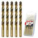 Drill Bit Set, 5pcs (3/8") M35 HSS Twist Cobalt Drill Bits for Stainless Steel, Hardened Steel, Cast Iron, Plastic and Wood,AM07G