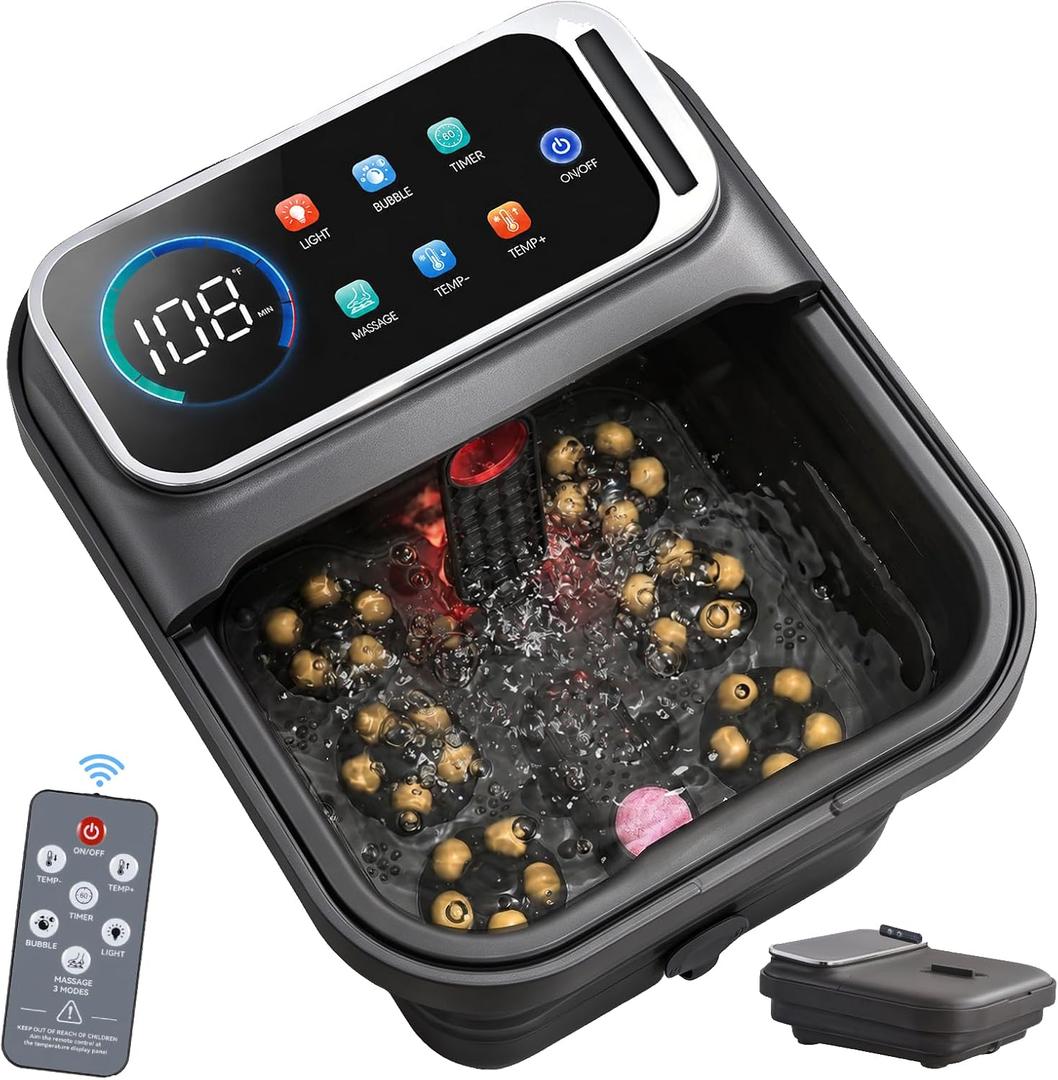 AAOBOSI Collapsible Foot Bath with Heat, Foot Massager Spa Soaking Tub