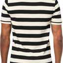 Karl Lagerfeld Men's Collared Striped Knit Short Sleeve Polo (Blue, XXL)