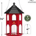 Kingsyard Metal Bird Feeder for Outdoor Hanging, Wild Bird Feeders with Circular Perch, Easy to Clean & Refill, 4 lbs Large Seed Capacity, Red