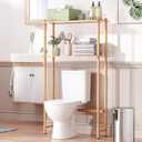 AmazerBath Bamboo Over The Toilet Storage Shelf, 2-Tier Over Toilet Organizer Rack, Freestanding Above Toilet Shelf for Bathroom, Laundry, Space Saver, Natural Color