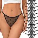 J-pone Lace Thongs for Women G String Thongs for Women T-back Thong Underwear Low Waist Breathable Womens Panties (Black, M)