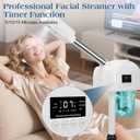 Professional Facial Steamer, Nano Ionic Hot Mist Spray, Stand Facial Steamer for Estheticians, Timer Function, Vaporizador Face Steamer on Wheel, for Home Salon SPA