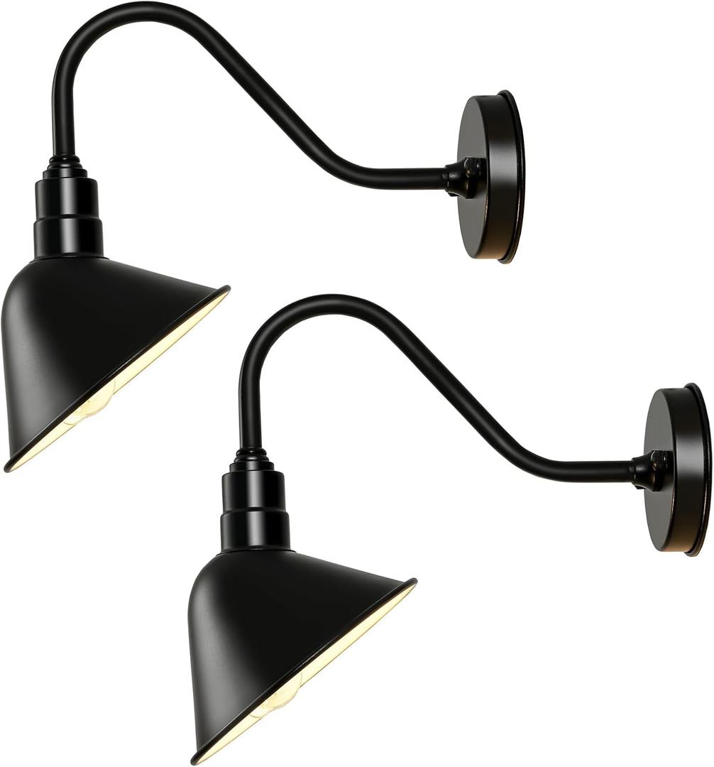8 Inch Gooseneck Barn Sign Lights, Outdoor Sign Lighting Fixture, 8" Diameter, 2 PCS