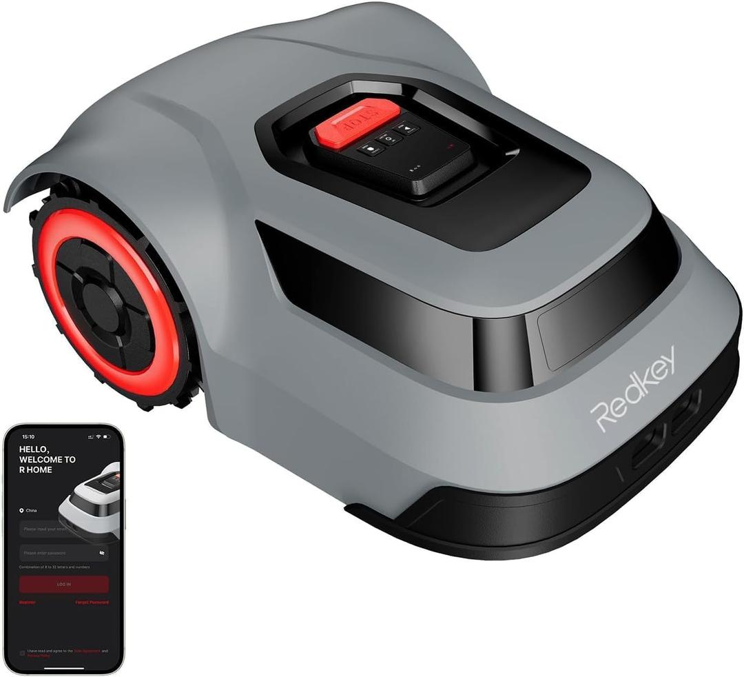Redkey MGC1000 Robot Lawn Mower with 590ft Boundary Wires for 0.25 Acre (1/4 Acre), 45% Slope, 70Mins Runtime, Auto Recharge, Automatic Robotic Lawn Mower w/Precise Location & Breakpoint Detection
