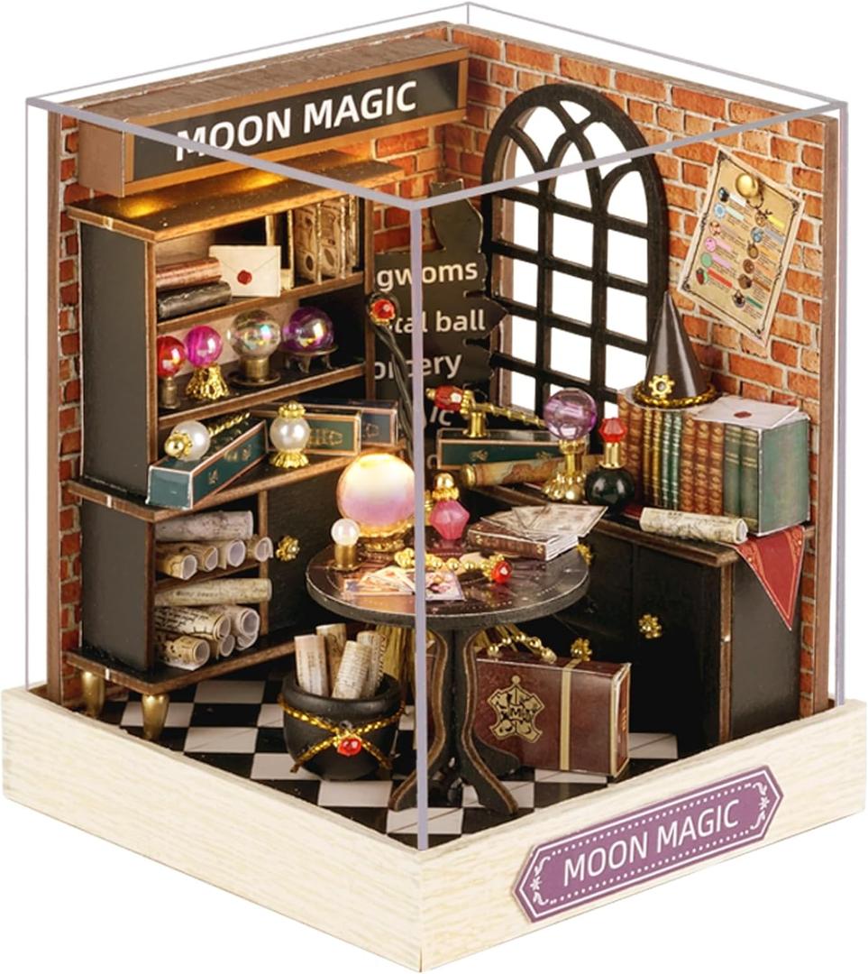 Flever Dollhouse Miniature DIY House Kit Creative Room with Furniture for Romantic Artwork Gift (Moon Magic)