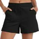 Micoson Linen Shorts for Women Casual Comfy Shorts Summer Trendy Mid Waisted Short with Pockets 2026 (X-Large, Black)