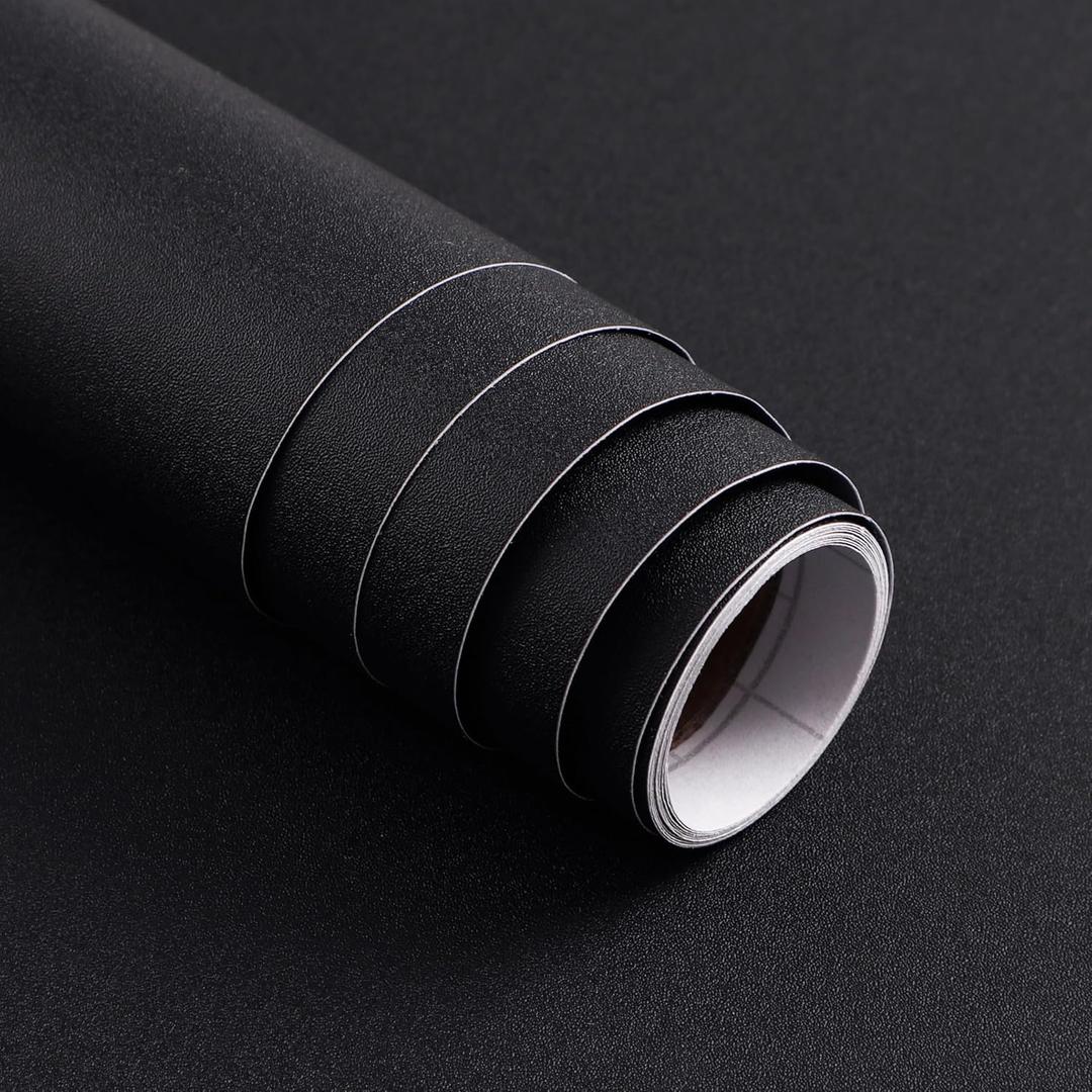 15.7" x 118" Peel and Stick Wallpaper Matte Black Contact Paper for New Environmentally Friendly Materials Thickening Waterproof Upgrade Black Wallpaper for Countertops Bathroom Kitchen Cabinet