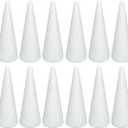 Crafjie 16 Pack Craft Foam Tree Cones for DIY Arts and Crafts (2.76 x 7.2in), White Polystyrene Foam Cone, Polystyrene Foam Cones, for DIY Christmas Gnomes, Christmas Tree, Holiday Decor