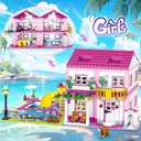 Pink Girls Summer Villa Friends Building Set Compatible with Friends Construction Educational Toy for Kids Age 8-12 and Up 1018 PCS