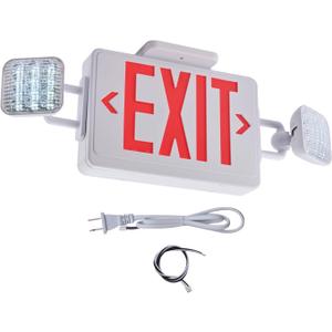 Red Exit Sign with Emergency Lights, 200lm 3Hours Plug in Exit Sign Battery Backup Lights for Business,Commerical Emergency Lighting Combo UL 924 AC85-277V Double Face