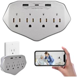 1080P HD Wireless Wall Outlet Charger Security Camera with 45W Fast Charging Station USB-C & USB-A, Home Security Camera for Baby and Pet WiFi Enabled