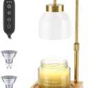 Candle Warmer Lamp with Timer - Upgraded Wax Warmer Lamp with Dimmable, Adjustable Height - Electric Candle Burner for Any Size Jar, Ideal Gift (White)