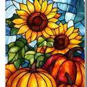 Fall Pumpkin Garden Flag Autumn flags 12x18 Inch Double Sided Small Stained Glass Thanksgiving Yard Flag for Outside Decorations