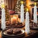 Funtery 12 Pcs LED Flameless Christmas Tree Taper Candles, 9.7" Real Wax Battery Operated Candlestick Lights with Remote Timer and 3D Flickering Flame for Home Decor(White,Classic)