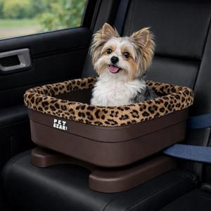 Pet Gear Booster Seat for Dogs/Cats, Removable Washable Comfort Pillow + Liner, Safety Tethers Included, Installs in Seconds, No Tools Required, Animal Print