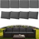 8Pcs Outdoor Couch Cushion Covers with Zipper, Water-Resistant Patio Cushion Covers, Max Compatible 24x24x3.15 Inch Patio Cushion, Full Coverage, Non-Stretch, UV-Resistant, Only Cover