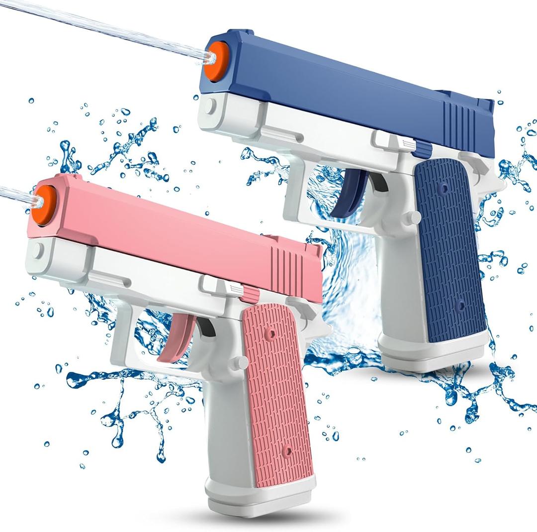 2 Pack Water Guns for Kids - Squirt Gun Water Blaster Soaker Water Pistol Toys for Toddlers Child Boys Girls, Ideal Summer Gifts for Swimming Pool Beach Party Outdoor Shooting Game Water Fighting Toy (Blue+pink)