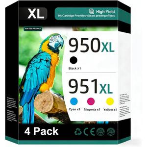950XL and 951XL Ink Cartridges Combo Pack (4-Pack) Replacement for HP 950XL 951XL Ink Cartridges for HP Printers OfficeJet 8600 Series Pro 251dw, 8100, 8600 Series