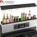 BFONS 30" Magnetic Stove Top Shelf Spice Rack Storage, Silicone Top Heat Material Stove Rack Seasoning Organizer Kitchen Gadgets Kitchen Organization（Black）