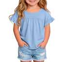 Hyggeweir Toddler Girls' Cotton Shirts for School Uniform, Light Blue, 4T (Blue)