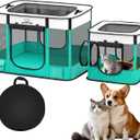 Portable Cat Pet Playpen, Foldable Cat & Small Dog Indoor/Outdoor Tent with Waterproof Base, Lockable Zippers, 600D Oxford 12-Rods 32"x24"x22" for Kitten Puppy