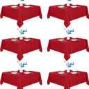 Fitable 6 Pack Red Square Tablecloths - 70 x 70 Inches - Stain Resistant and Reusable Table Clothes, Polyester Fabric Table Covers for Dining, Card Tables, Coffee Tables