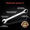 TICONN 12PCS Ratcheting Wrench Set, Professional Slim Profile Mechanic Cr-V Ratchet Wrench Set with Organizer Rack (12PCS Inch (SAE))