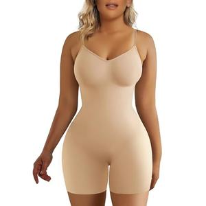 SHAPERX Shapewear Bodysuit Tummy Control Seamless Waist Snatching Mid Thigh Body Shaper for Women,SZ5218-2-Beige-2XL/3XL