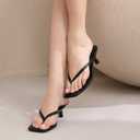 Kitten Heels for Women Square Toe Sandals Flip Flop Heels Thong Sandals Comfortable Summer 2 Inch Heels Sandals (Black) 7.5