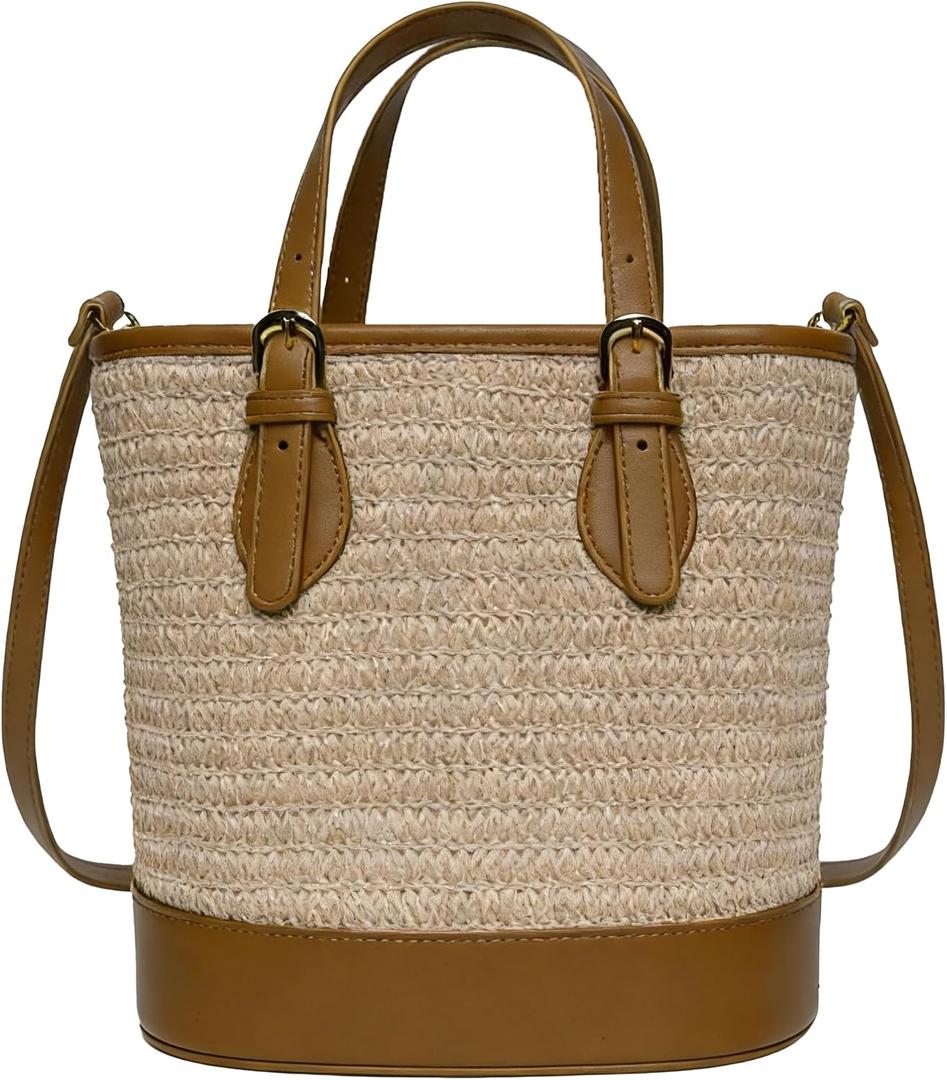 Trendy Womens Straw Bucket Bag Straw Crossbody Bags For Women Summer Beach Clutch Travel Top-handle Shoulder Purse 2026