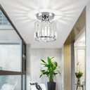 Semi Flush Mount Ceiling Light, Crystal Ceiling Light Silver Crystal Chandelier for Kitchen Hallway Entrance Balcony Dining Rooms Living Rooms Bar