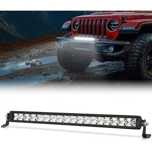 OFFROADTOWN 20 Inch Single Row LED Light Bar 126W Spot Flood Combo Off Road Driving Light Ultra-Slim Light Bar Waterproof Work Light Thin Light Bar for UTV SXS SUV ATV Truck Pickup