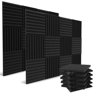 52 Pack Acoustic Panels 1 X 12 X 12 Inches - Acoustic Foam - High Density- Soundproof Studio Wedges - Charcoal